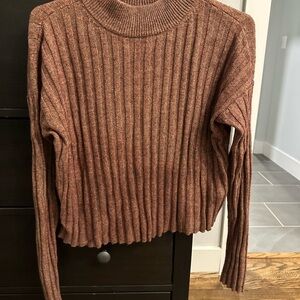 Madewell Ribbed Knit Sweater in Rich Brown